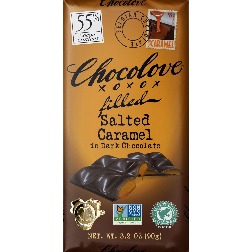 Chocolove 55 Dark Chocolate Bar with Salted Caramel Filling World