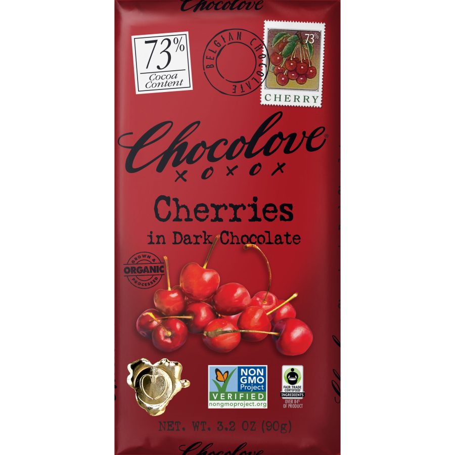 Chocolove 73% Organic Cherries Dark Chocolate Bar