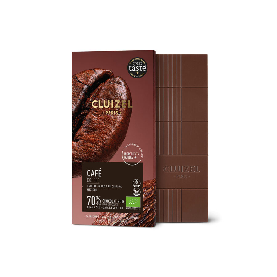Cluizel Guayas Ecuador Organic 70% Dark Chocolate Bar with Coffee