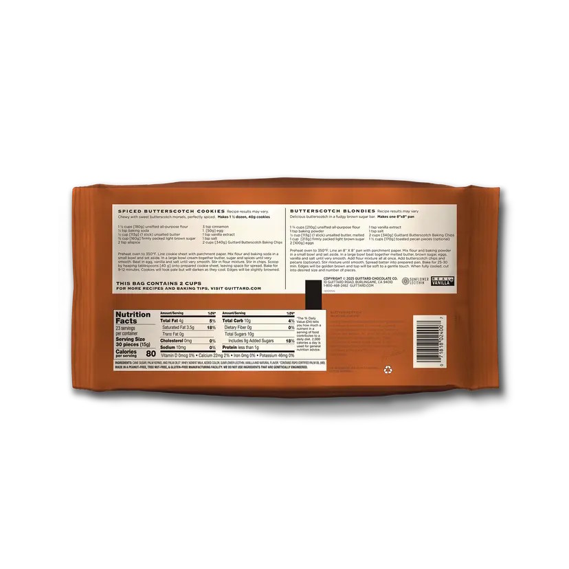 Guittard Butterscotch Baking Chips (12oz) Back