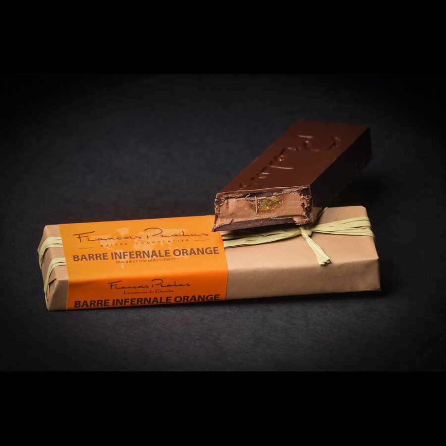 François Pralus Barre Infernale Orange 75% Dark Chocolate Bar with Orange
