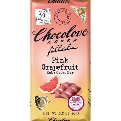 Chocolove Pink Grapefruit in 34% Ruby Cacao Bar