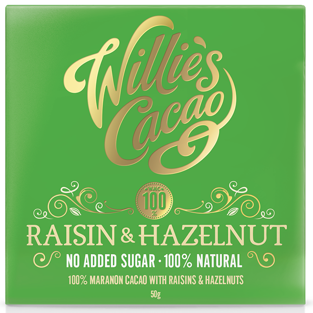 Willie's Cacao Raisin & Hazelnut 100% Cacao Bar