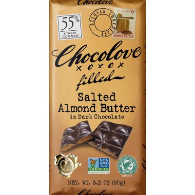 Chocolove Salted Almond Butter in 55% Dark Chocolate Bar
