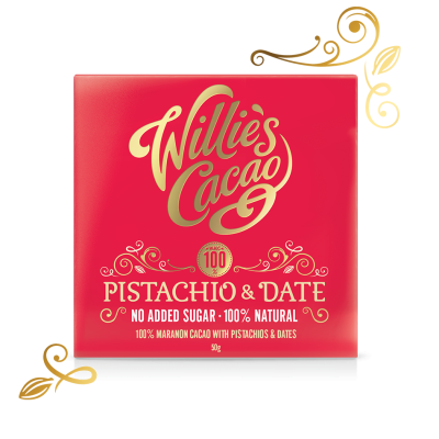 Willie's Cacao Pistachio & Date 100% Cacao Bar