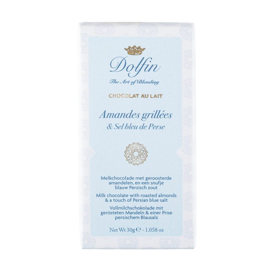 Dolfin 38% Milk Chocolate with Roasted Almonds and Persian Blue Salt-min