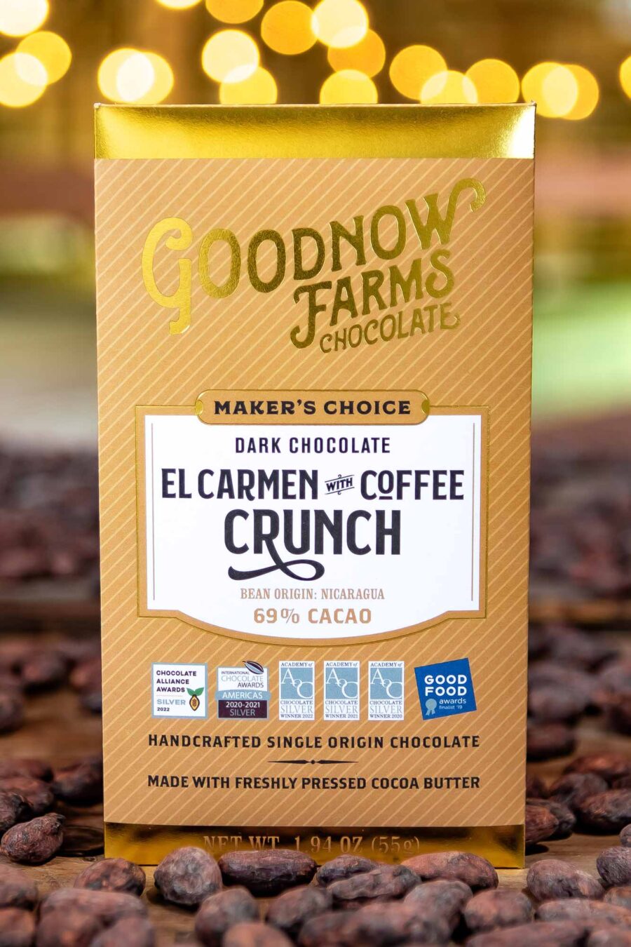 Goodnow Farms El Carmen Nicaragua 69% Dark Chocolate Bar with Coffee