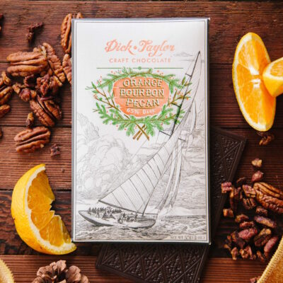 Dick Taylor Orange Bourbon Pecan 65% Dark Chocolate Bar