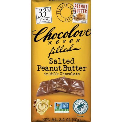 Chocolove 33% Milk Chocolate Bar with Salted Peanut Butter Filling-min