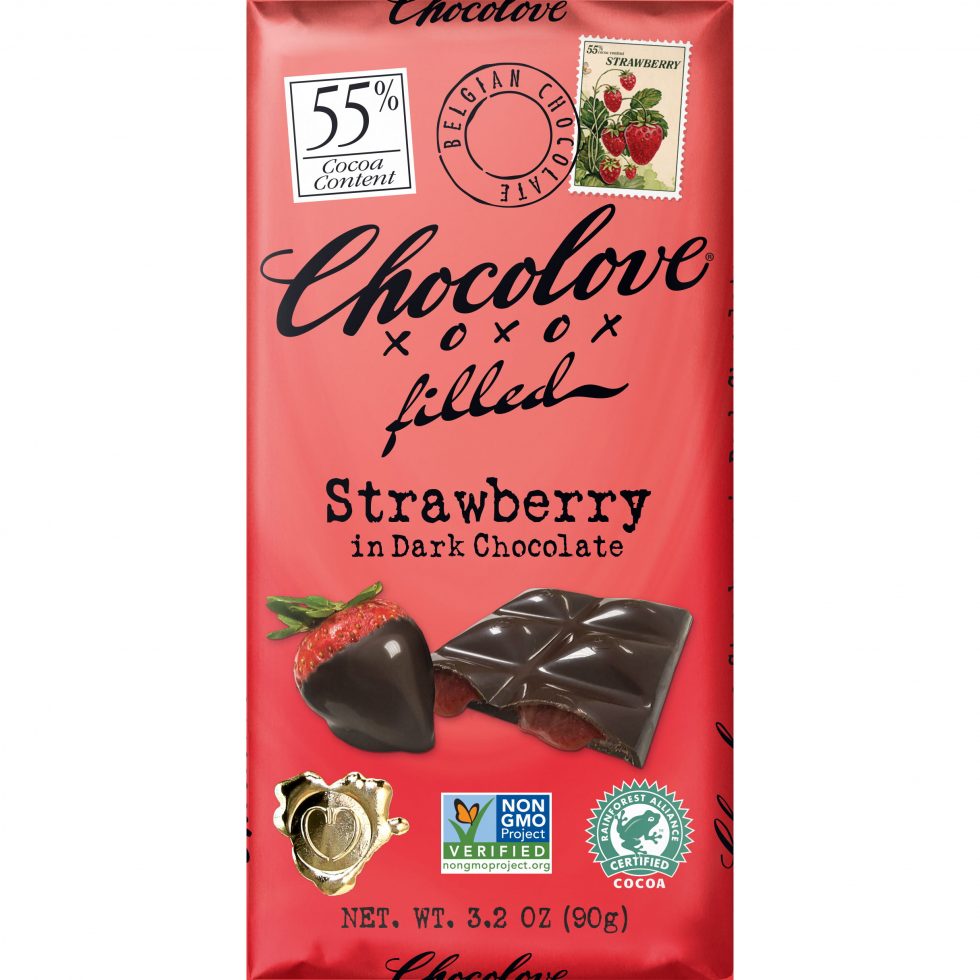 Chocolove 55 Dark Chocolate Bar with Strawberry Filling