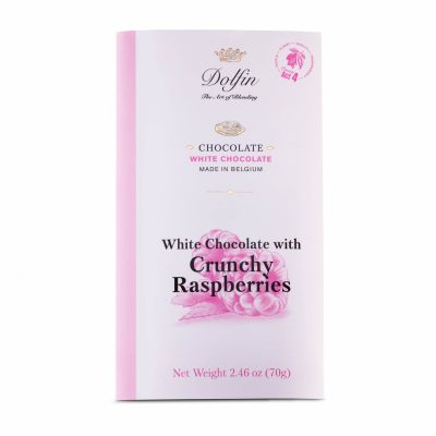 Dolfin 28% White Chocolate Bar with Crunchy Raspberries-min