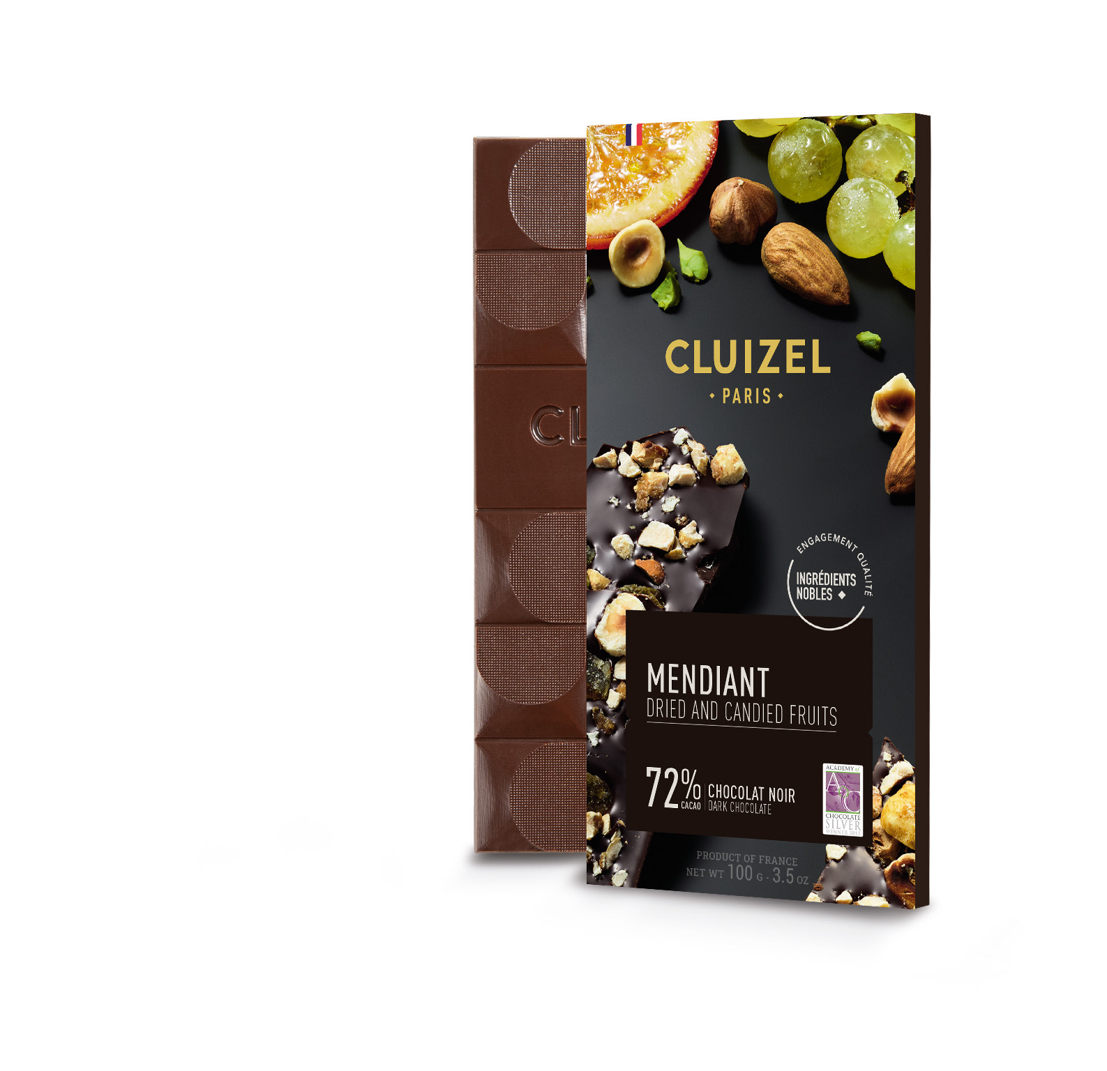 Michel Cluizel Mendiant 72% Dark Chocolate Bar with Dried & Candied Fruit