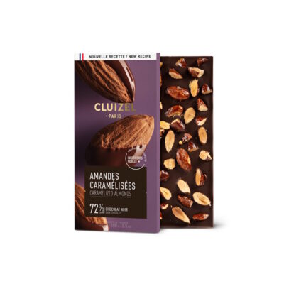 Cluizel 72% Dark Chocolate Bar with Caramelized Almonds Lifestyle