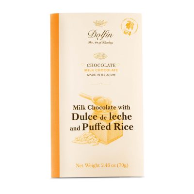 Dolfin 37% Milk Chocolate Bar with Dulce de Leche & Puffed Rice-min