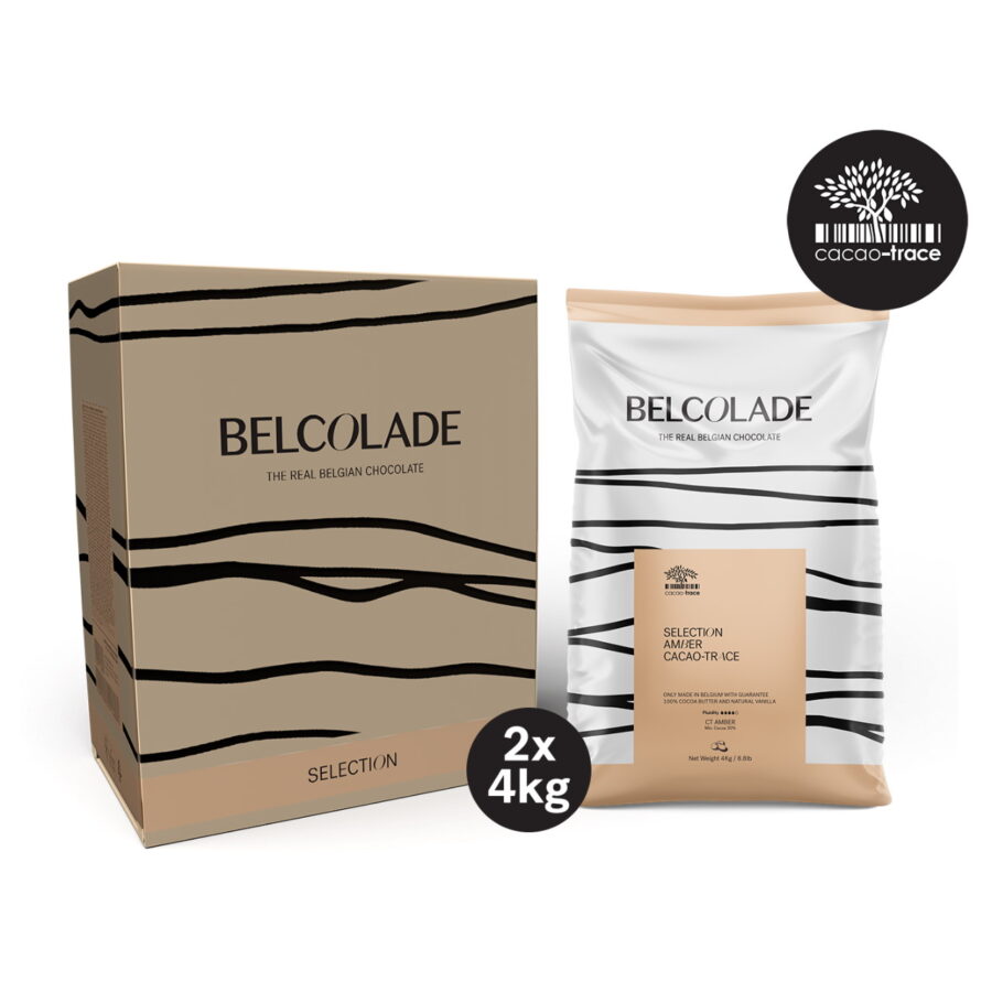 Belcolade Amber Douceur 32% Caramelized White Couverture Chocolate Discs Case