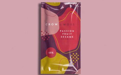 SALE Crow & Moss 68% Dark Chocolate Bar with Passion Fruit & Sesame
