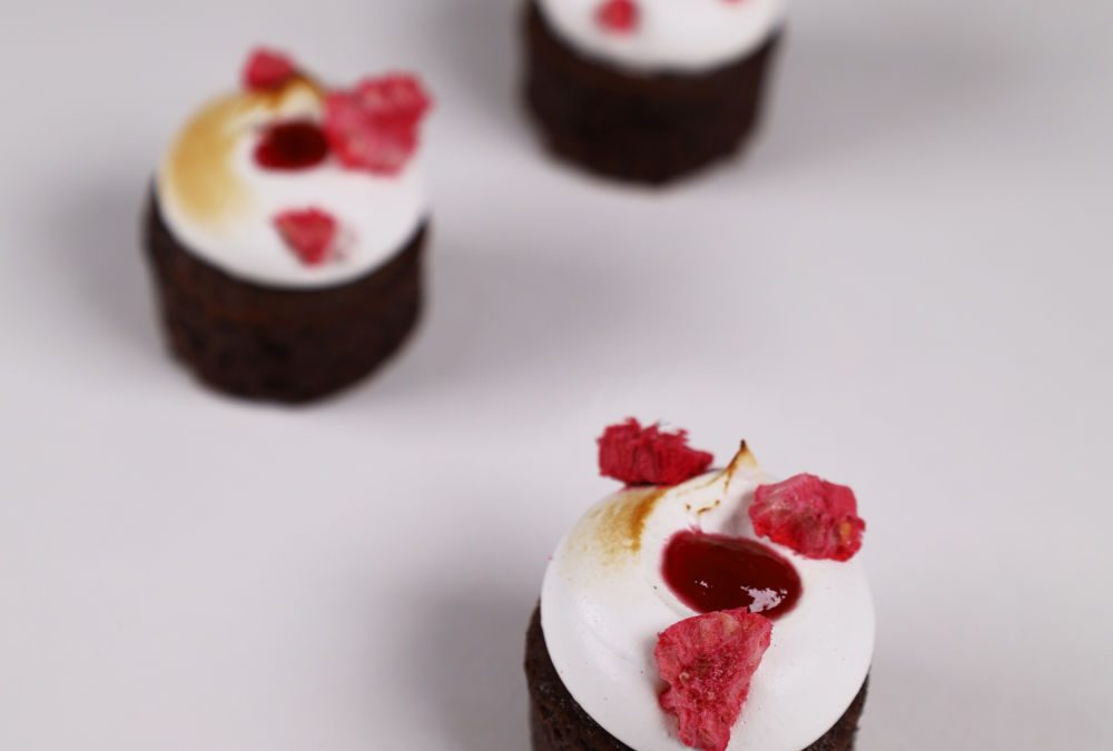 deZaan Cocoa Raspberry Meringue Crumb Cake