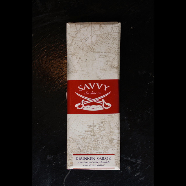 Savvy Chocolate Co. Druken Sailor Rum-Infused Milk Chocolate Bar with Brown Butter