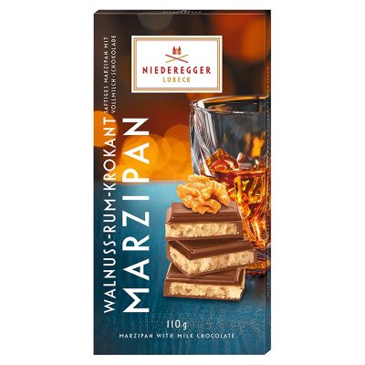 Niederegger Milk Chocolate Bar with Walnut Rum Croquant Marzipan Filling