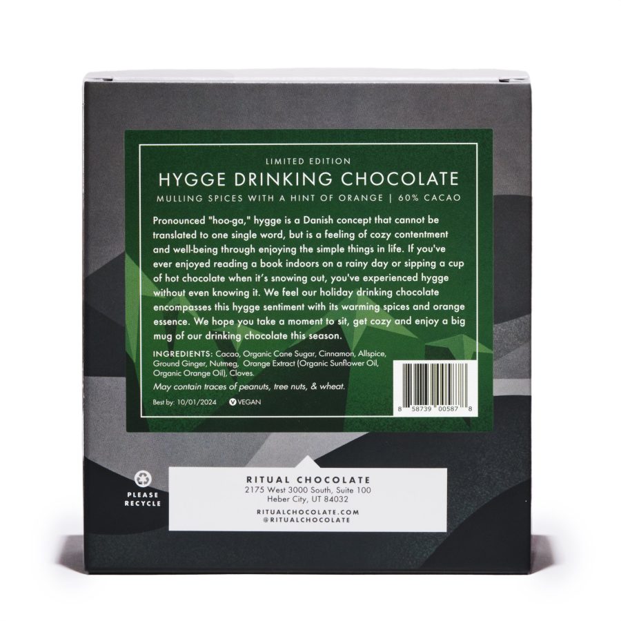 Ritual Hygge 60% Dark Drinking Chocolate with Mulling Spices & a Hint of Orange Back