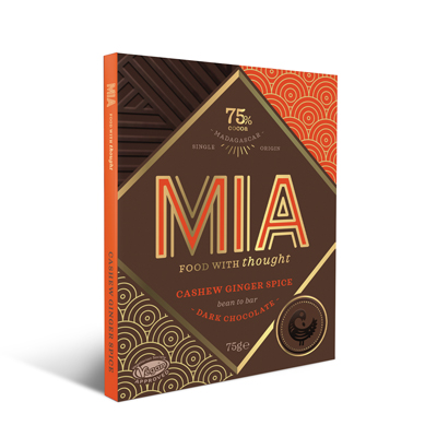 MIA Madagascar 75% Dark Chocolate Bar with Ginger Spice