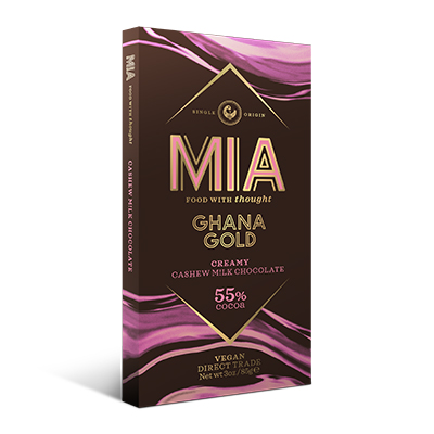 MIA Ghana Gold 55% Cashew M!lk Chocolate Bar