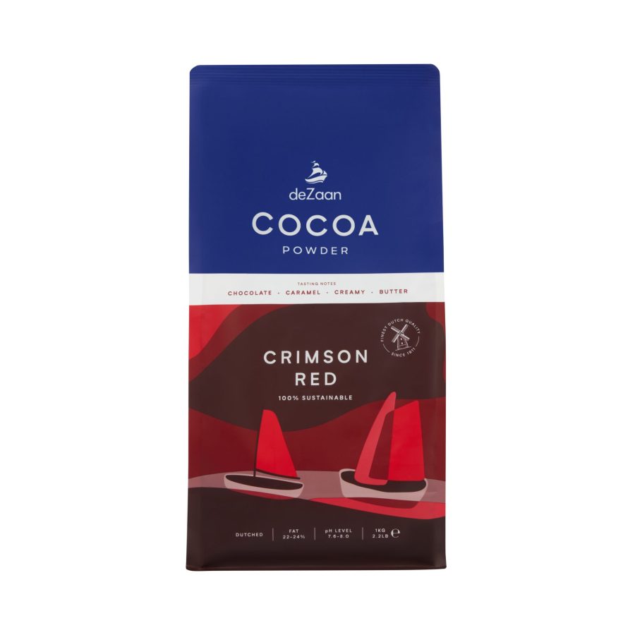 deZaan Crimson Red 22-24% Dutched Cocoa Powder Front 2023