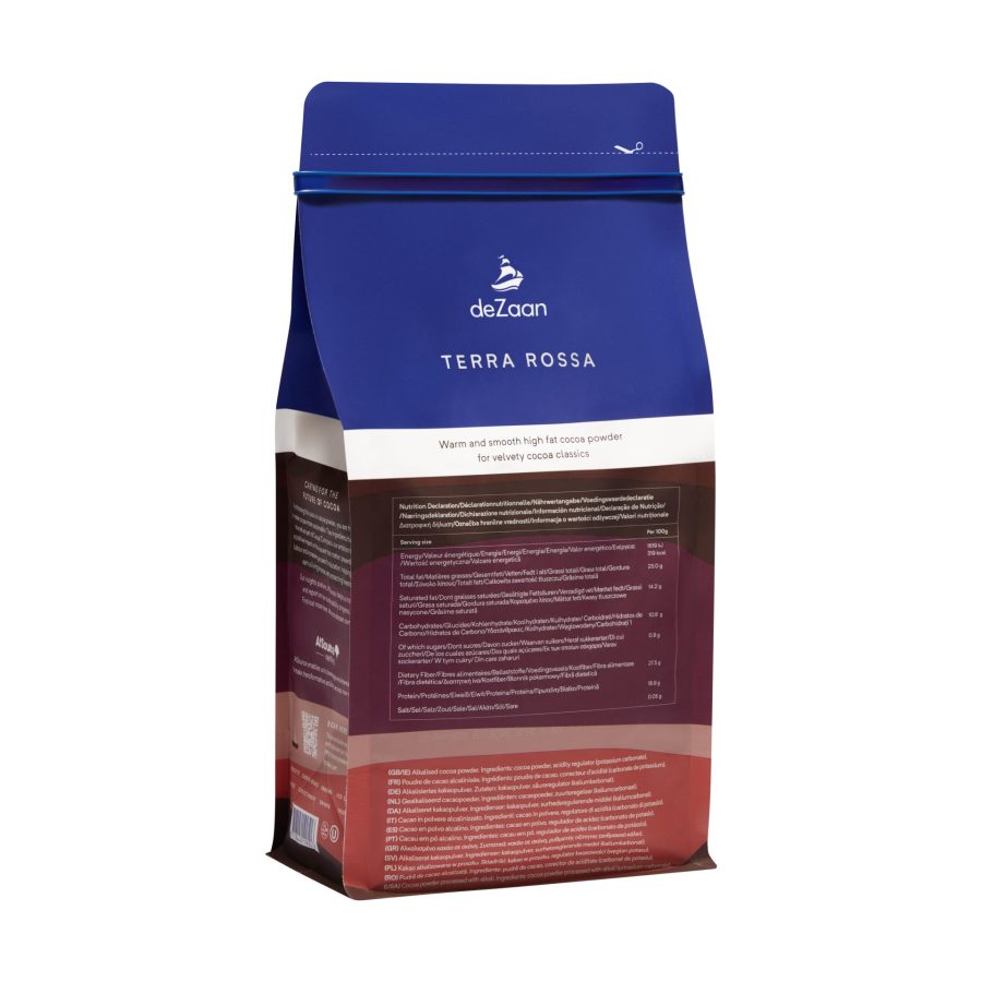 deZaan Terra Rossa 22-24% Dutched Cocoa Powder Back 2023