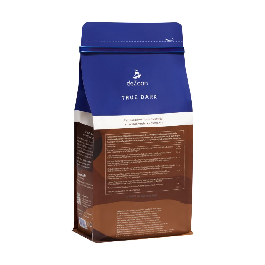 deZaan True Dark 10-12% Natural Cocoa Powder Back 2023