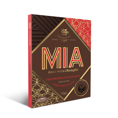 MIA Madagascar 65% Dark Chocolate Bar with Cranberry & Hazelnut