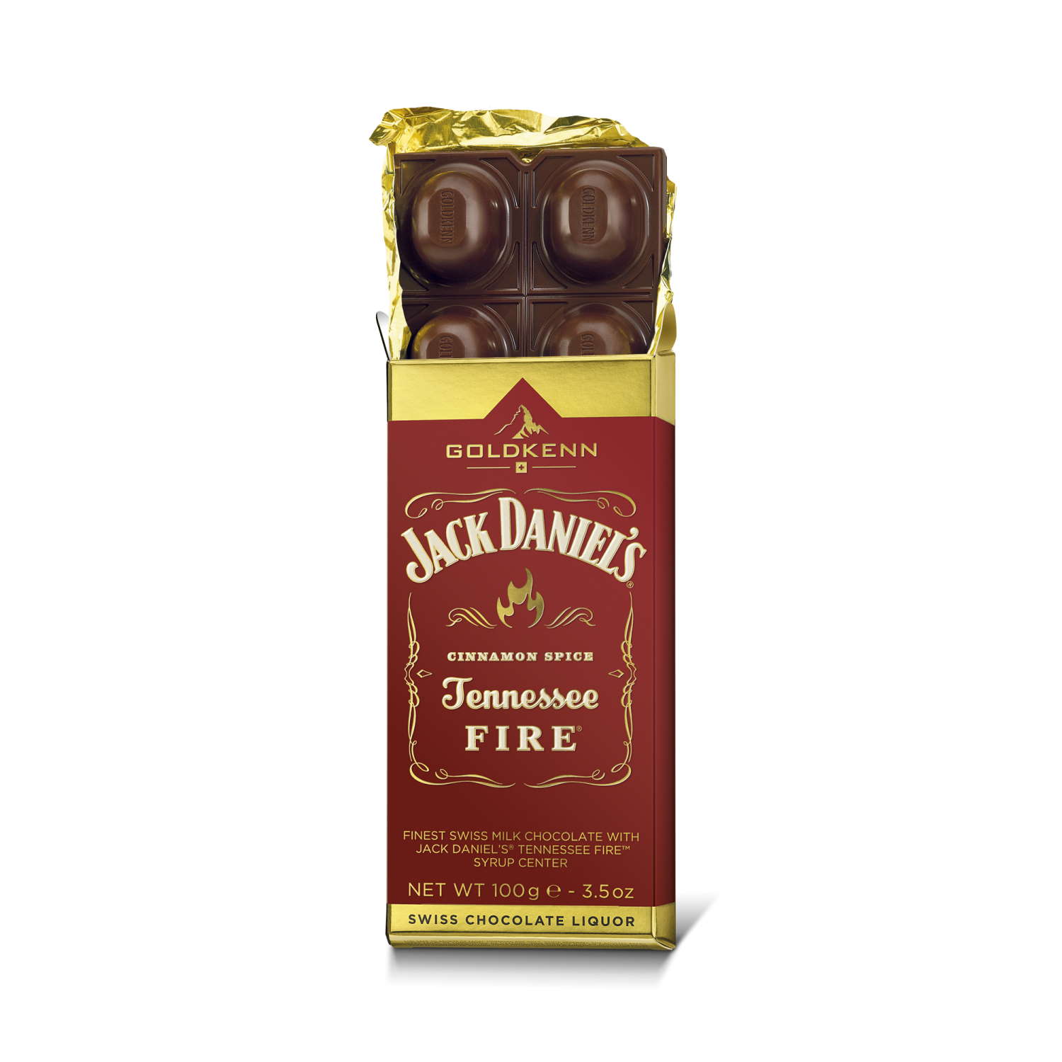 Goldkenn Jack Daniel's Tennessee Fire Chocolate Bar Open