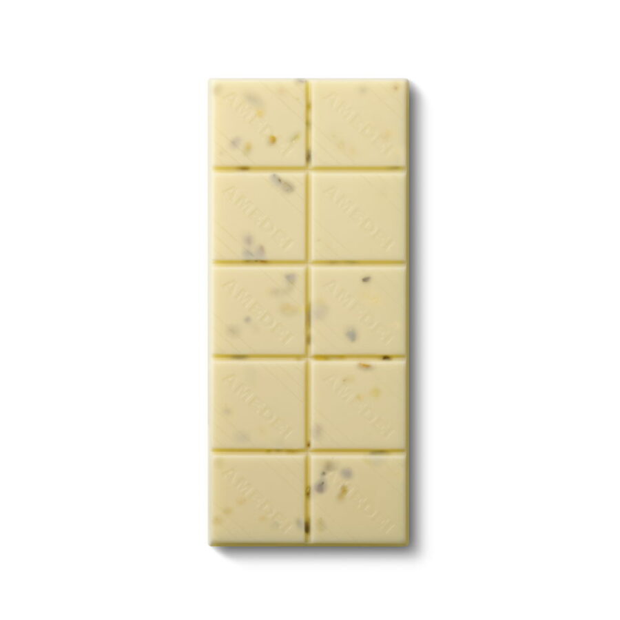 Amedei White Chocolate Bar with Pistachios Open