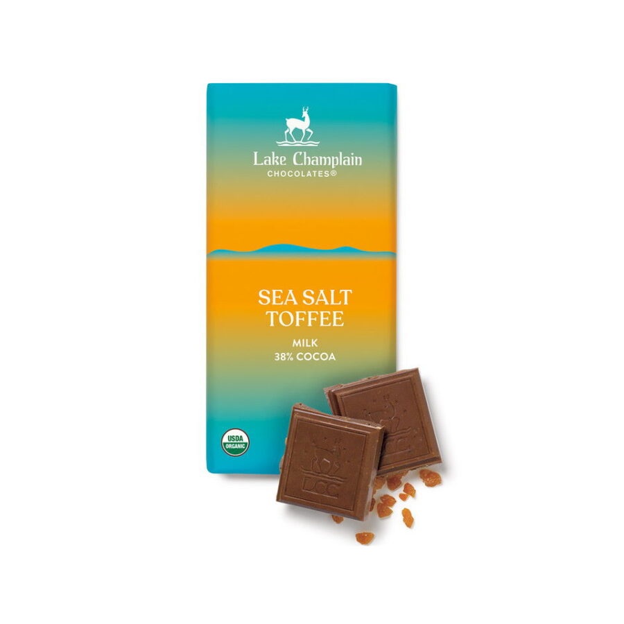 Lake Champlain Chocolates Organic 38% Milk Chocolate Bar with Sea Salt Toffee