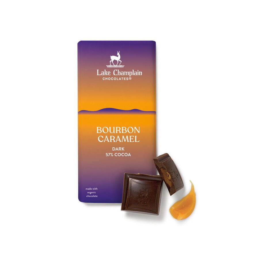 Lake Champlain Chocolates Organic 57% Dark Chocolate Bar with Bourbon Caramel Filling