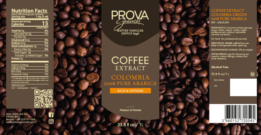 Prova Gourmet Colombia Arabica Coffee Extract Label