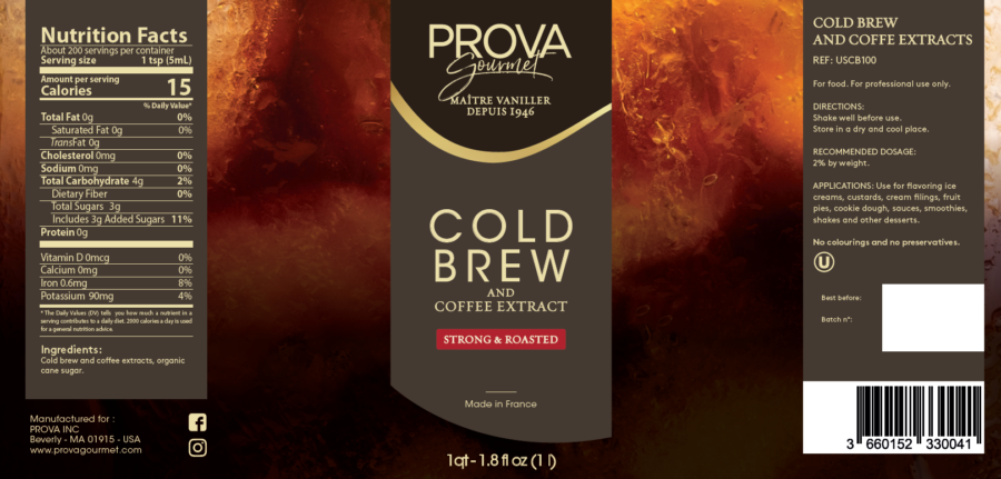 Prova Gourmet Pure Arabica Cold Brew & Coffee Extract Label