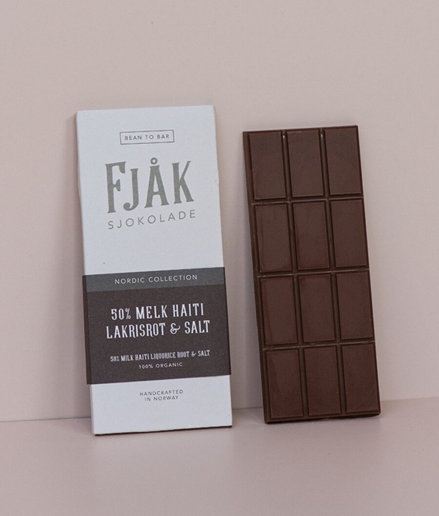 Fjak Guatemala 50% Milk Chocolate Bar with Licorice & Salt Lifestyle