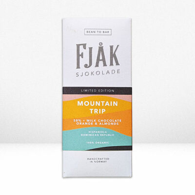 Fjak Limited Edition Mountain Trip Dominican Republic 50% Milk Chocolate Bar with Orange & Almonds