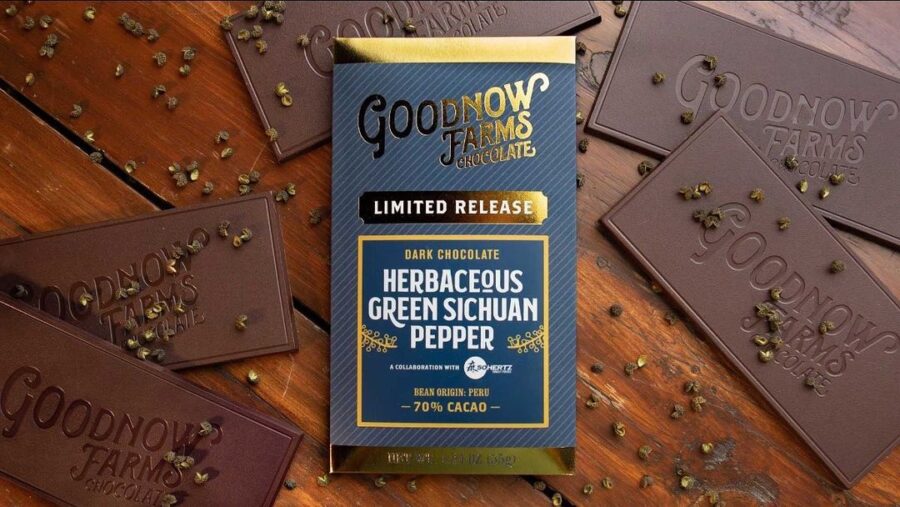 Goodnow Farms Peru 70% Dark Chocolate Bar with Herbaceous Green Sichuan Pepper Lifestyle