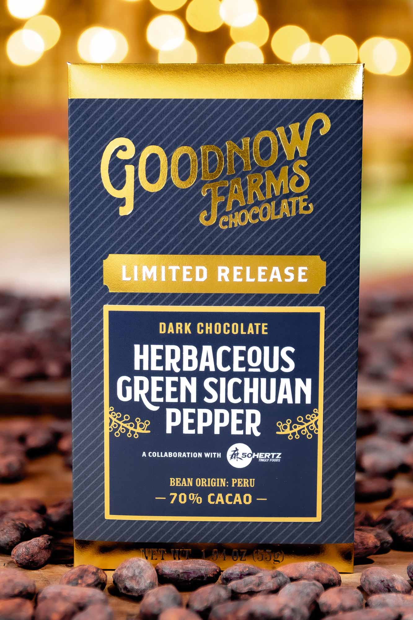 Goodnow Farms Peru 70% Dark Chocolate Bar with Herbaceous Green Sichuan Pepper