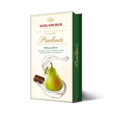 Schladerer 12-Piece Dark Chocolate Pralines with Williams-Birne Pear Brandy Gift Box