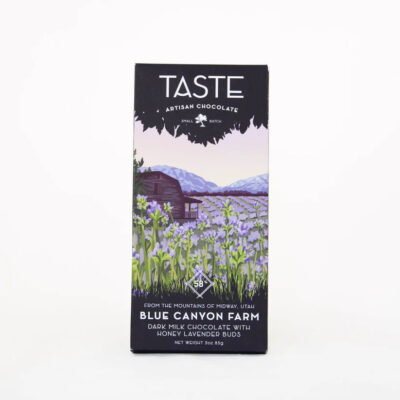 Taste Artisan Chocolate Blue Canyon Farm 58% Dark-Milk Chocolate with Honey Lavender Buds