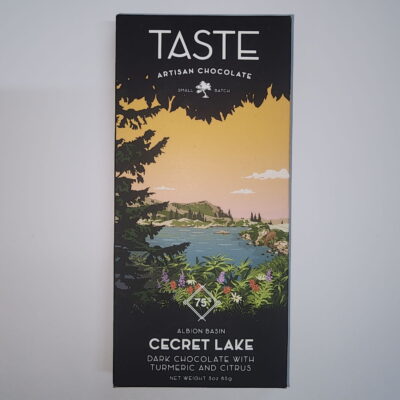 Taste Artisan Chocolate Cecret Lake 75% Dark Chocolate Bar with Turmeric & Citrus