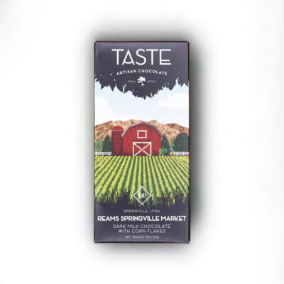 Taste Artisan Chocolate Reams Springville Market 58% Dark-Milk Chocolate Bar with Corn Flakes