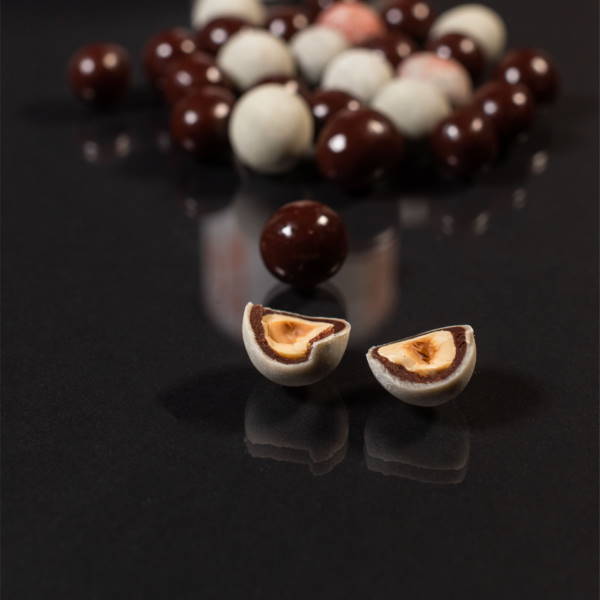 Guido Gobino Dragees Dark Chocolate Covered Hazelnuts Loose Cut Lifestyle