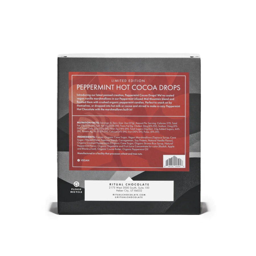Ritual Chocolate Limited Edition Peppermint Hot Cocoa Drops Back