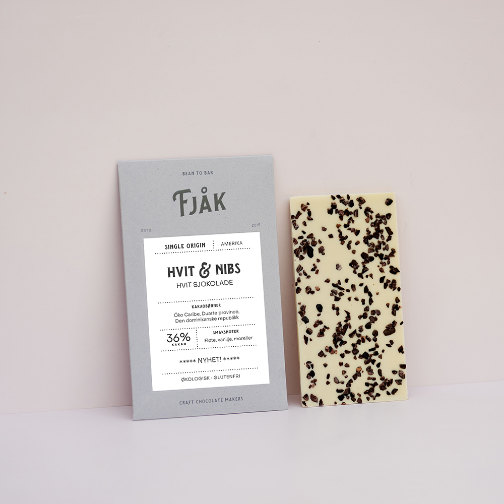 Fjak Öko-Caribe Dominican Republic 36% White Chocolate Bar with Cocoa Nibs