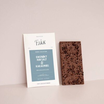 Fjak Pisa Haiti 45% Milk Chocolate Bar with Cocoa Nibs & Oak Smoked Salt