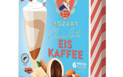 Reber White Chocolate Constanze Mozart Eid Kaffee Kugel with Iced Coffee