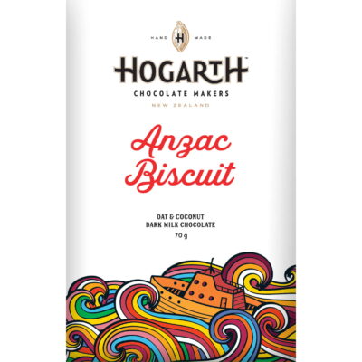 Hogarth Anzac Biscuit Guayaquil Ecuador 53% Milk Chocolate Bar with Oats & Coconut